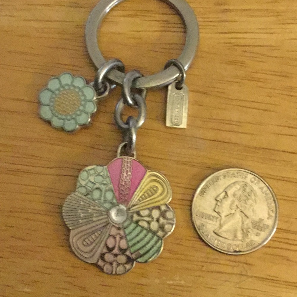 Coach Enamel Daisy Patchwork Keychain